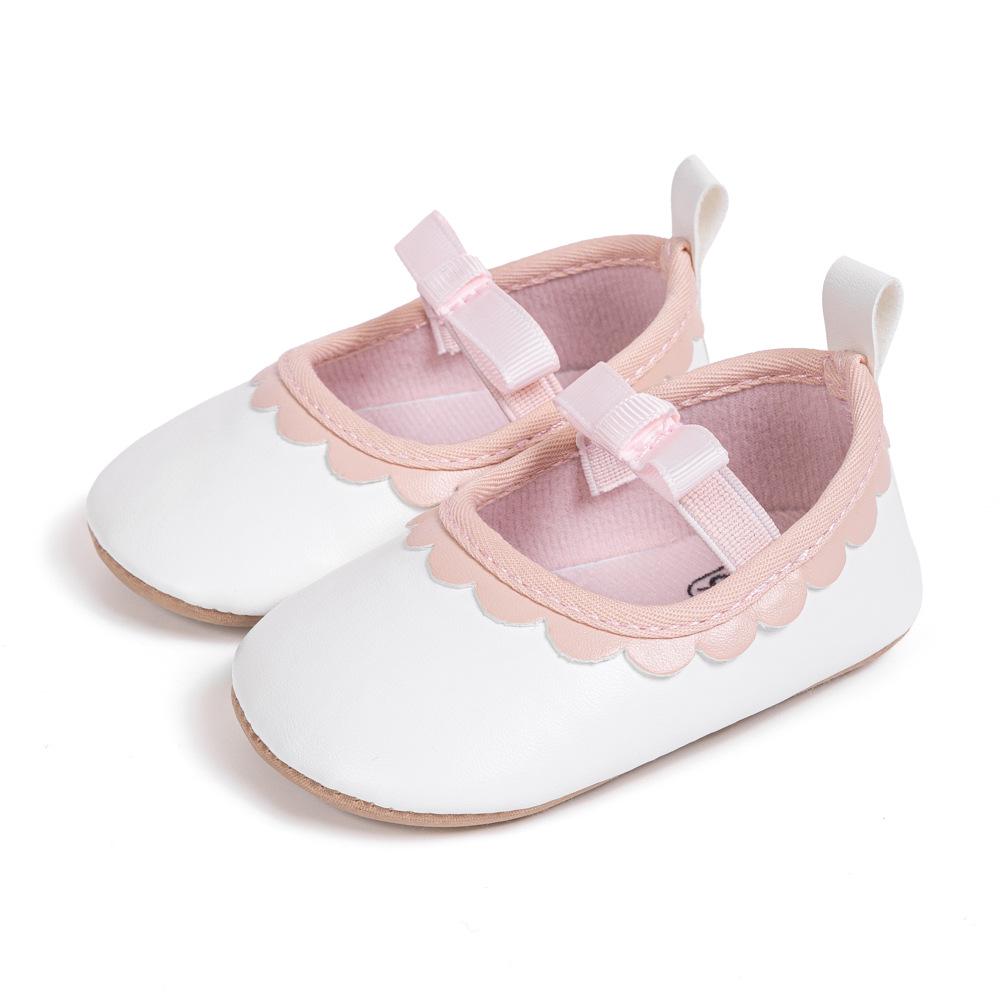 Baby Girl Princess Bow Lace Non-Slip Soft Leather Walking Shoes (0-1 Year)