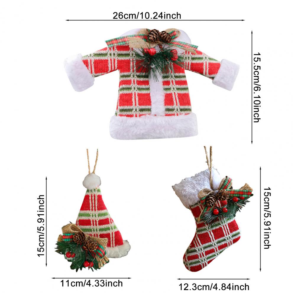 Holiday Party Decorations Christmas Ornament Set Buffalo Plaid Christmas Tree Ornaments Stocking Sweater Hat