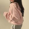 Women Autumn Winter Thicken Warm Fleece Hoodie Zipper Drawstring Short Coat Lamb Fur Velvet Jacket Casual Sweatshirt Streetwear