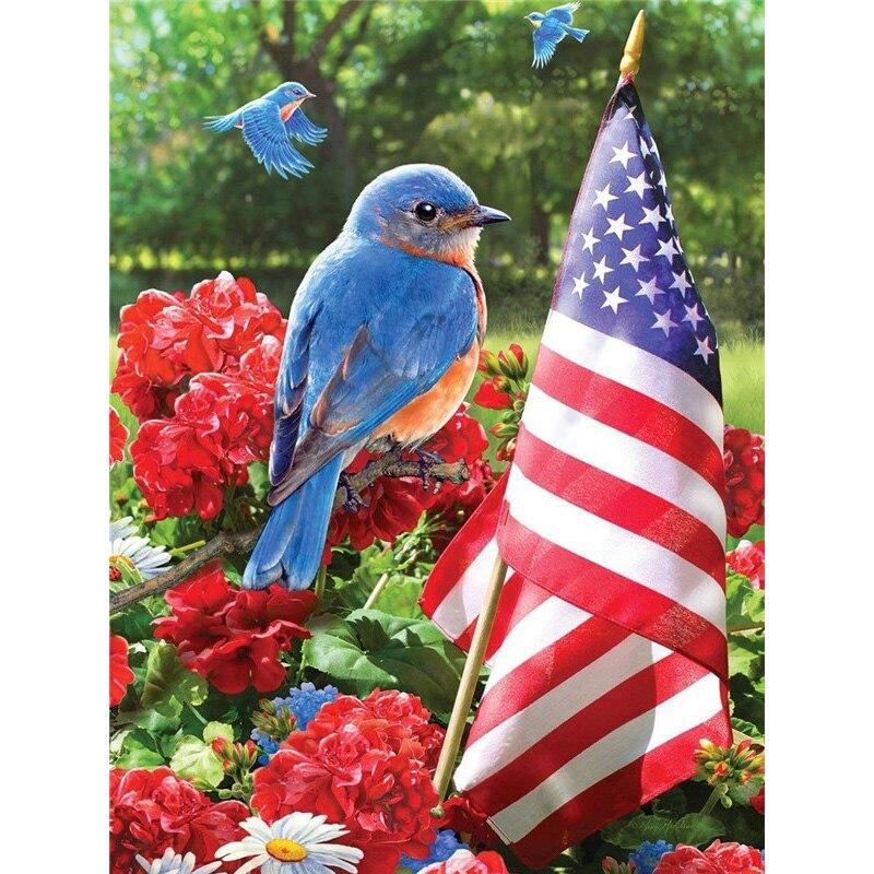 New 5D DIY Diamond Painting Flag Diamond Embroidery Flowers Scenery Cross Stitch Full Round Drill Home Decor Manual Gift