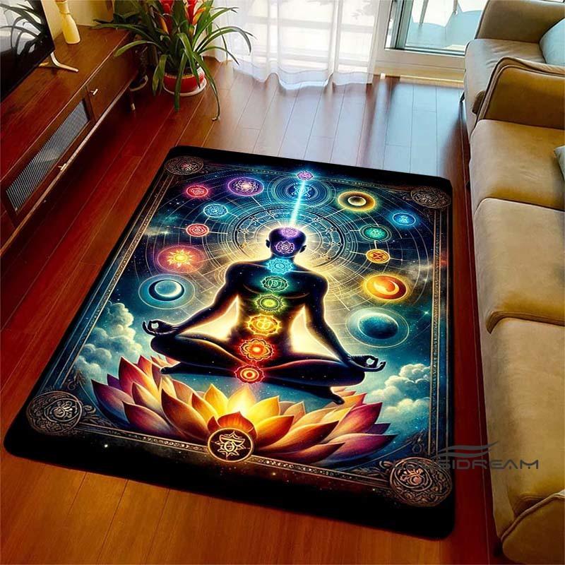 3D Rainbow 7 Chakra Rug, Bedroom Rug for Living Room, Home Sofa Decor, Kids Play Mat, Large Decor Rug, Yoga Meditation001