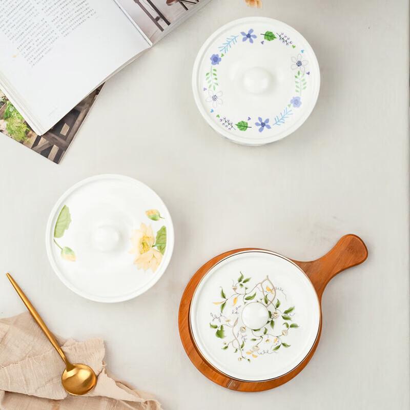 7-inch Tangshan Bone China Deep Serving Bowl with Lid