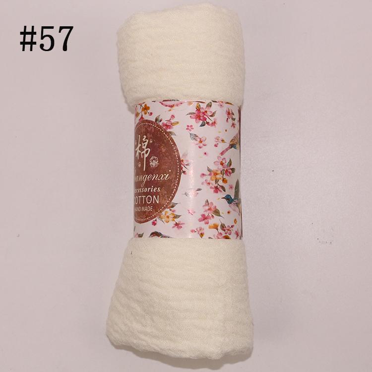 Muslim Women Solid Color Scarf Shawl Cotton Crinkle Hijab