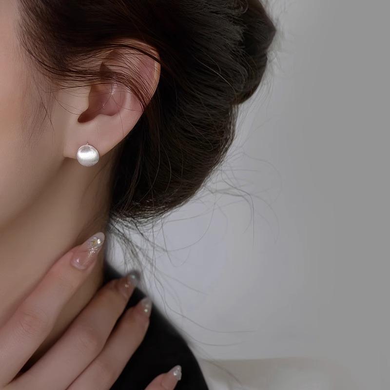 925 Silver Exaggerated Geometric Sand Ball Hoops Earrings For Women Studants Party Jewelry Gift Female Pendientes