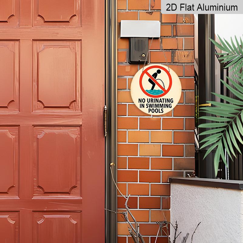 2D Flat 1pc, 8x8 In, No Urinating In The Pool Sign Aluminum Metal Decorative Signs & Plaques, Unique, Durable, Easy To Hang Metal Decoration