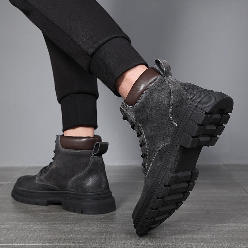 Pánská luxusní móda pouštní boty podzimní zimní obuv kovbojské boty z pravé kůže outdoorové turistické platforma kotníkové pánské boty