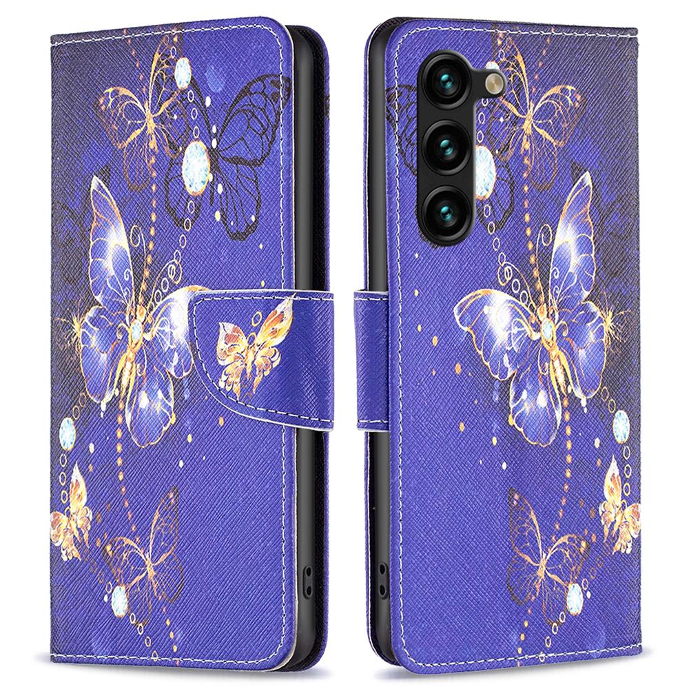 

Чохол-книжка зі шкіри з магнітною застібкою для Samsung Galaxy S25+/S24+ Purple Butterflies