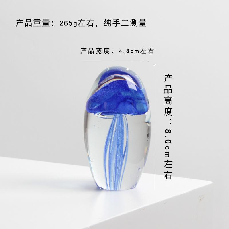 Hand‑made Colored Glaze Jellyfish Figurine Ocean Animal Paperweight Desktop Home Art Decor Ornament