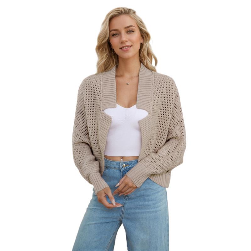 Women Batwing Sleeve Solid Color Loose Cardigan Button Knit Sweater Fall and Winter Coatigan