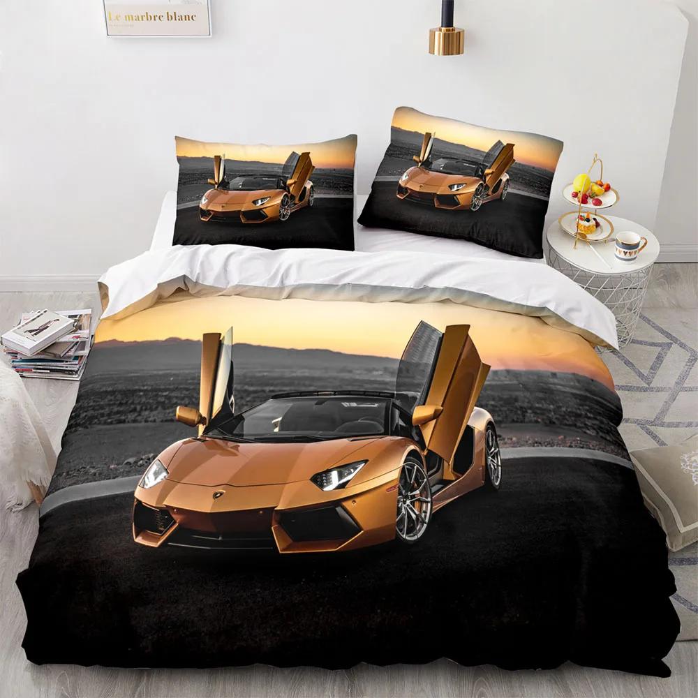 Sports Car King Queen Supercar Race Car Bedding Set Boys Girls Twin Queen Size Duvet Cover Pillowcase Bed Kids Adult