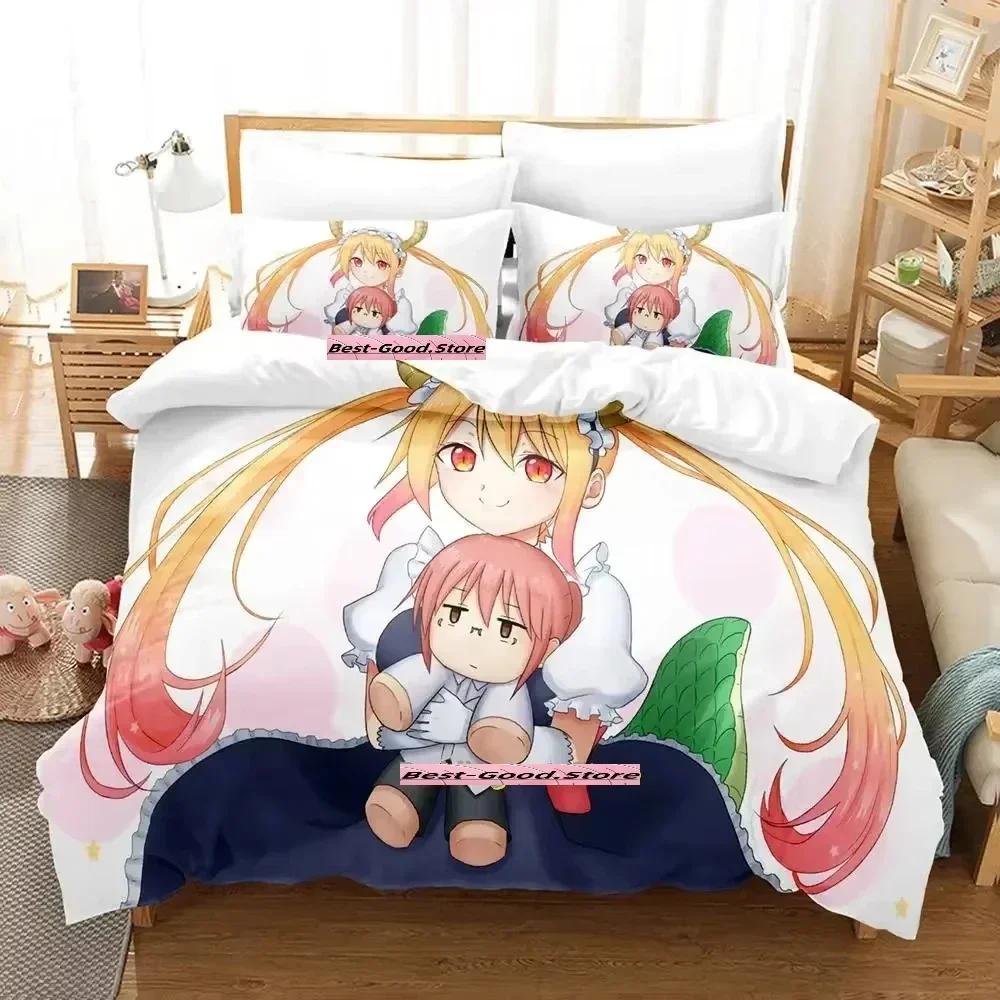 Neues Miss Kobayashi's Dragon Maid Bettwäsche-Set Anime dreiteiliges Set Erwachsene Kind Schlafzimmer Bettbezug-Sets Mode conjunto de cama