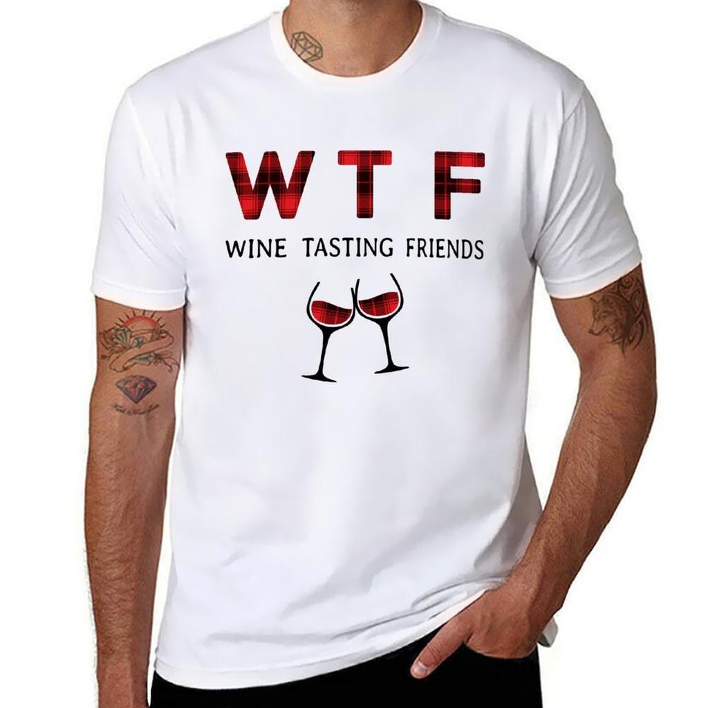 WTF Wine Tasting Friends Funny Drinking TShirt Sporty Breathable Short Sleeve TShirt