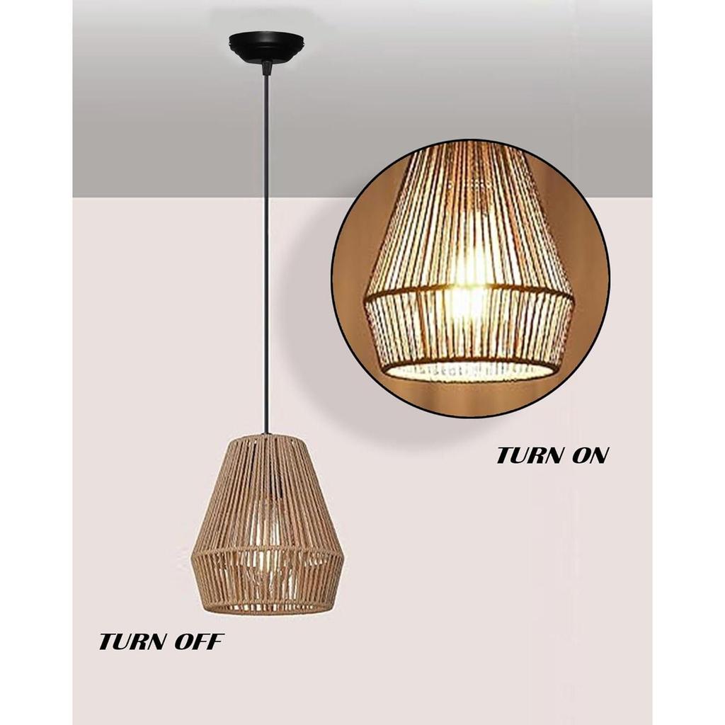 Rattan Seegras Bast Kauna Papiergras Korbgeflecht Lampe Premium Pendelleuchte/Deckenleuchte Hängelampe Licht, Dekorationslampen Handgewebt - 1 Stück