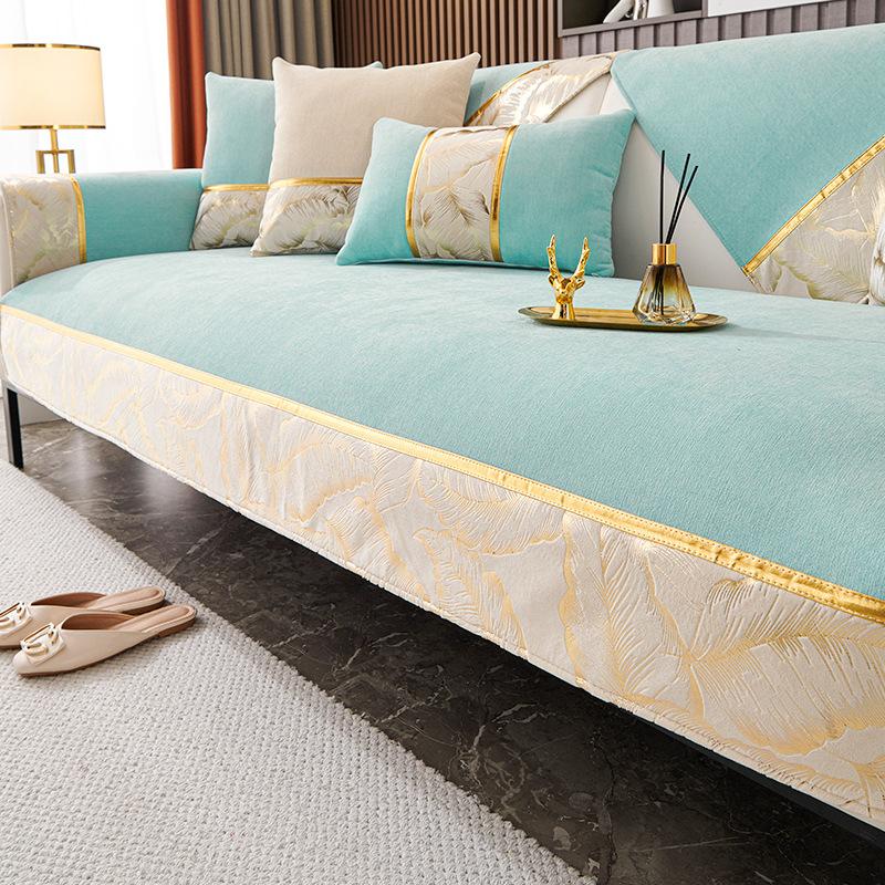 Chenille Jacquard Fabric Sofa Cover Leather Sofa Slipcover European Style Couch Cover Custom Anti-slip 2/3/4 Seat Sofa Towel