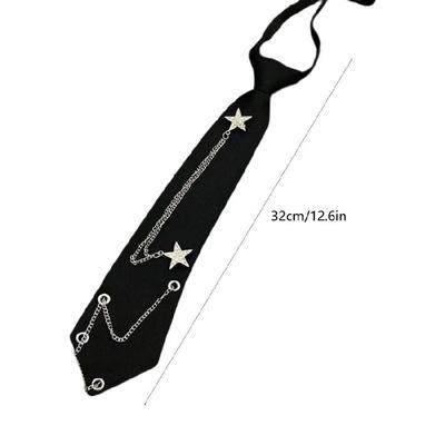 Fashion Tie Punk Metallic Chain Star NeckTie for Student Office Fashion Outfit Enhancement Cosplay Event Gathering Props