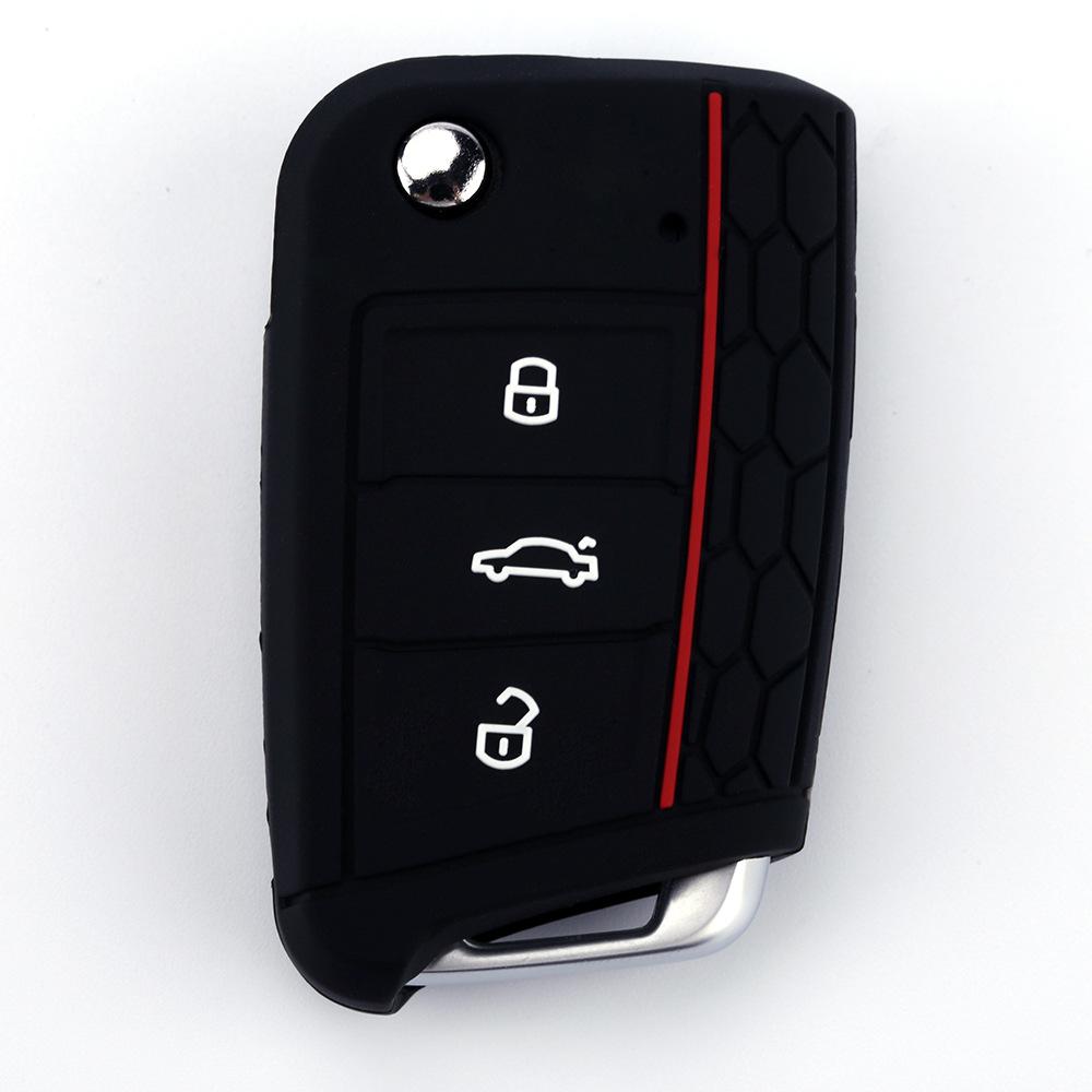 Suitable for Volkswagen Golf 7 Honeycomb Red Line Silicone Key Cover Skoda Superb Key Bag Remote Control Protective Cover