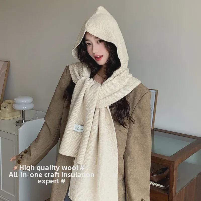 Trendiger Damen-Poncho-Schal mit Kapuze aus schwerer Wolle - Vielseitige, warme Herbst- und Winter-Oberbekleidung Weste