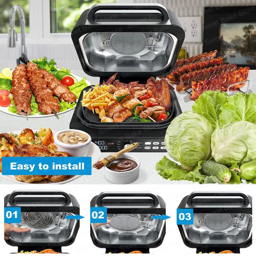 2Pc Reuse Stainless Steel Air Fryer Fine Mesh Splatter Shield for Ninja Foodi Smart XL Pro 7-in-1 Indoor Grill IG600/IG601/IG651