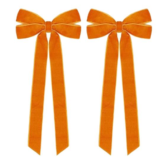 2 szt. Aksamitne kokardy świąteczne Dekoracja 5" x 10" Kokardy z vintage wstążki Ozdoba na choinkę na drzewko Domowe przyjęcie Wieniec Dekoracja świąteczna