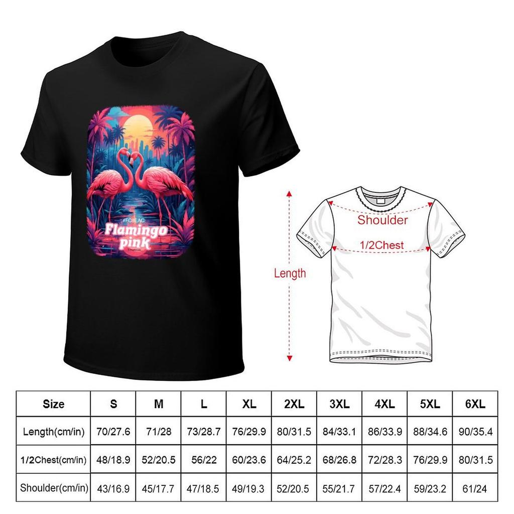 Flamingo Pink T-Shirt Graphic Tee Shirt Funnys Men Clothes