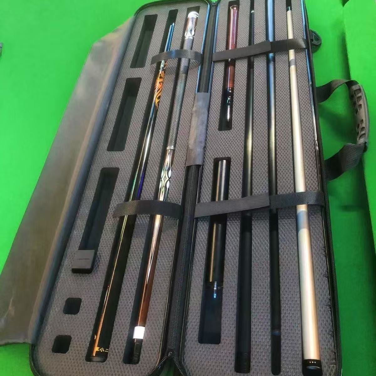 

9 Ball Pool Cue Case 2 Piece Cue Box with Combination Lock Holds 3 Break Jump Cues 3 Playing Cues Black Billiard Storage