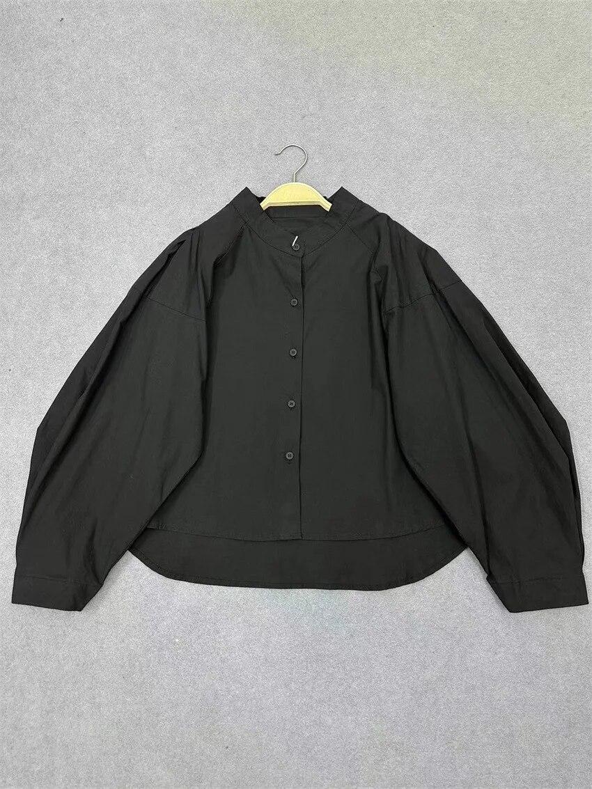 

Johnature корейский дизайн Sense свободные топы весенние повседневные хлопковые рубашки с длинными рукавами нерегулярные простые женские рубашки One Size чёрный