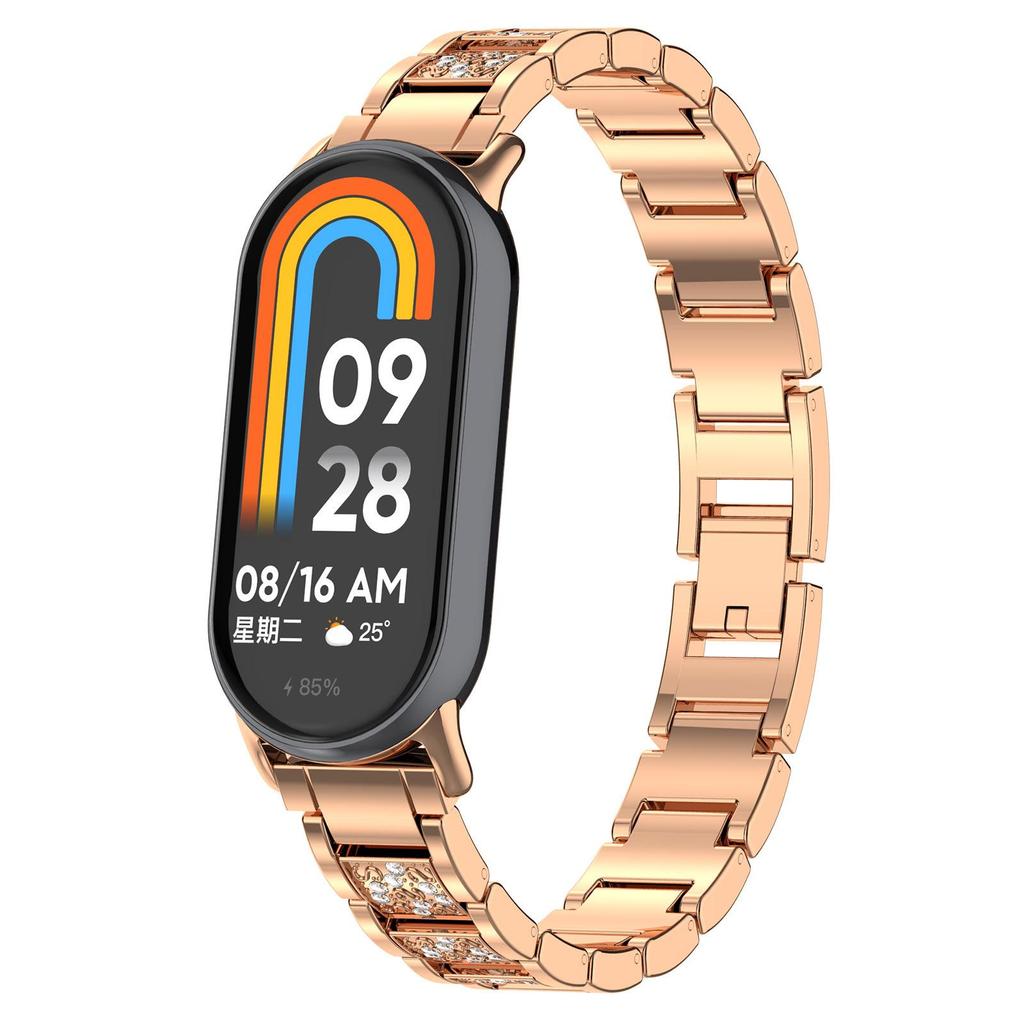 Mi Band 10 Bracelet Diamond Metal Slim Dressy Wrist Band for Xiaomi Smart Band 9 8 Wristband Bling for Women Watchband Strap Alloy Silver