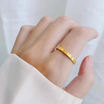 18k Gold Heart Titanium Steel Ring for Women - Trendy Couple's Index Finger Ring