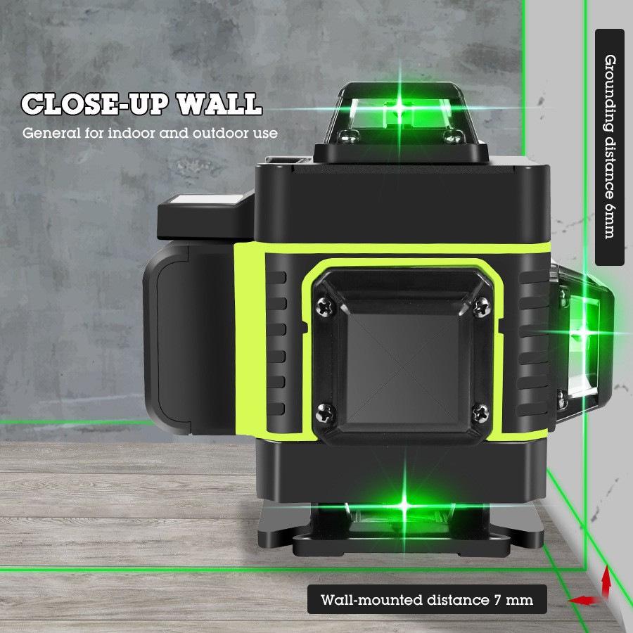 Nível a Laser Verde de Alta Precisão com 16 Linhas para Uso Interno e Externo