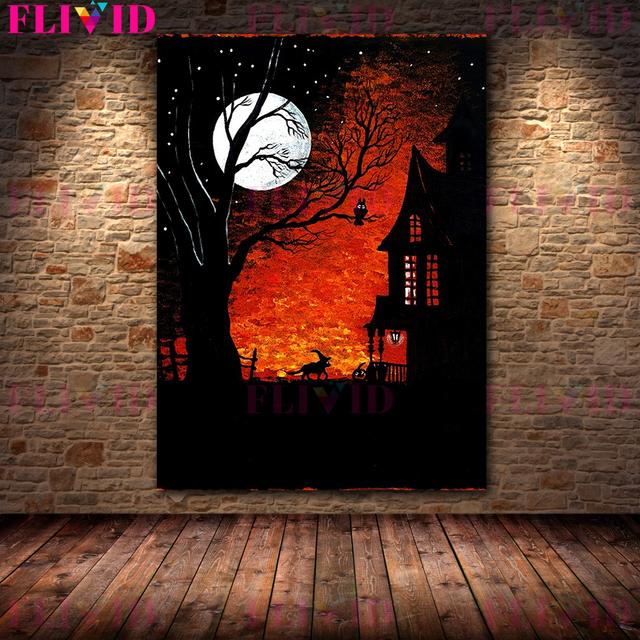 Salem Stan Autumn Witch's Party Art Decoration Oil Painting Witch's House Ghost Retro