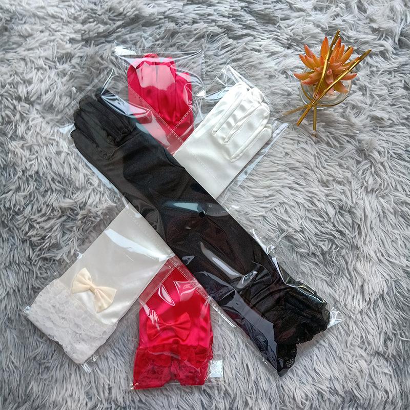 Medium And Long Wedding Etiquette Bow Lace Stage Performance Clothing Accessories Stretch Gloves