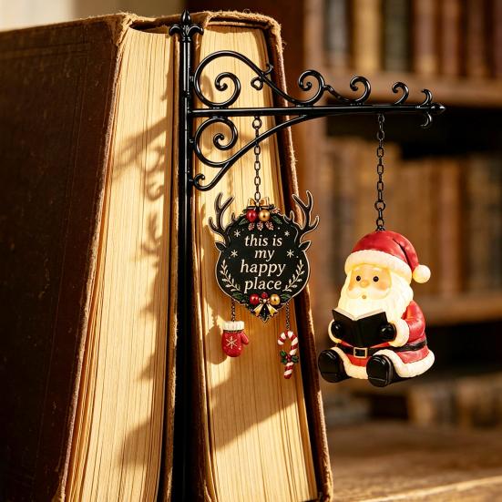 Battery Operated Reading Light Christmas Library Lantern, Mini Decorative Bookshelf Lamp, Vintage Metal LED Miniature Lamp for Bookshelves Night with