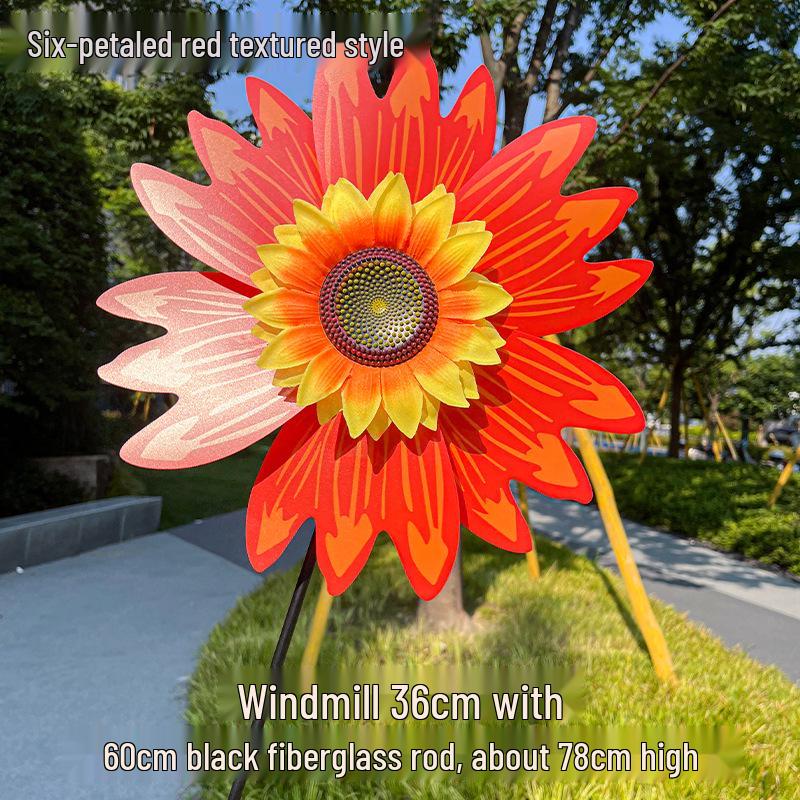Children's Double-Layer Rotating Sunflower Pinwheel Outdoor Decoration