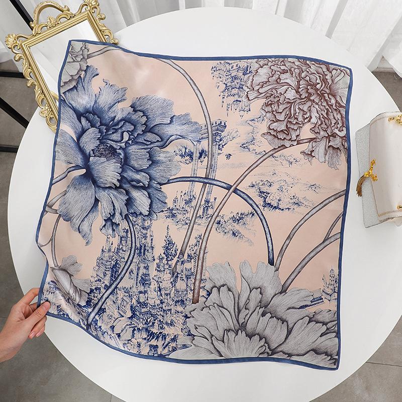 

68*68см 100% Шовковий шарф з шовковиці Розкішна квадратна шаль з принтом Елегантний Легкий М який Літній модний аксесуар Жіночий 68*68CM