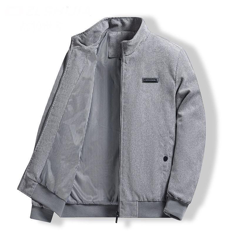 Men's High-End Fleece-Lined Corduroy Jacket - Loose, Casual, Warm Outerwear for Autumn and Winter.