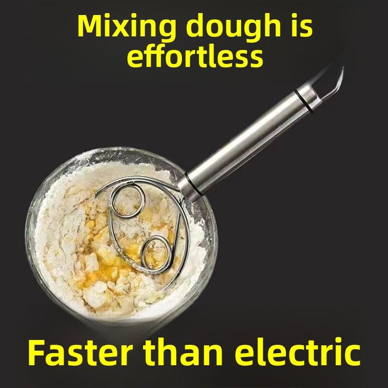 Stainless Steel Manual Double Circular Coil Dough Mixer, Mixer, Manual Dough Powdering Machine, Dough Mixing Rod, Flour Mixing Rod
