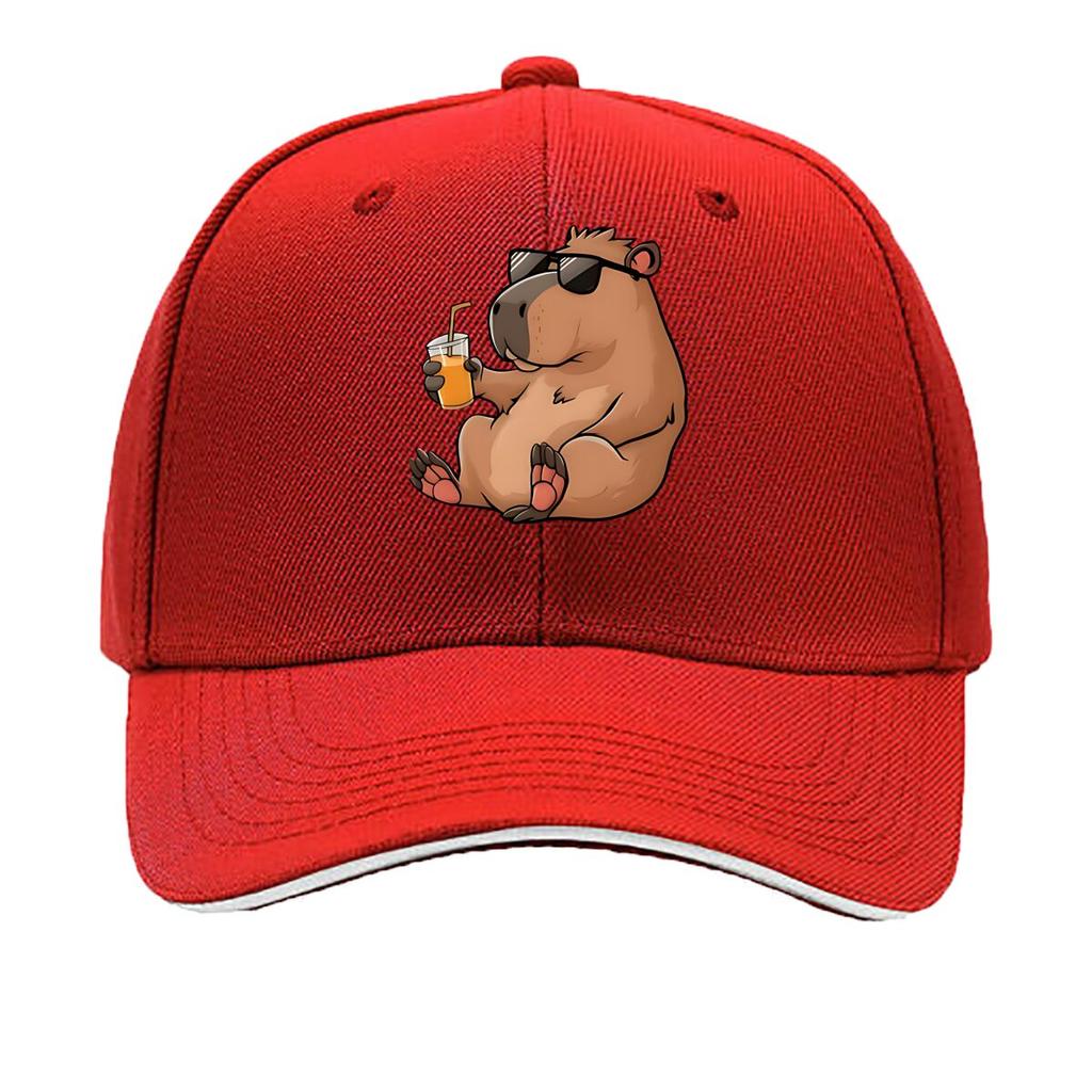 Vinyl Cartoon Capybara Sunglasses Juice Home Decor Hip Hop Hat Fashion Outdoor Sports Sandwich Baseball Cap