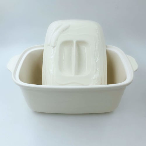 White Pickle Bowl with Drainer, Made In Japan, Refrigerator Safe