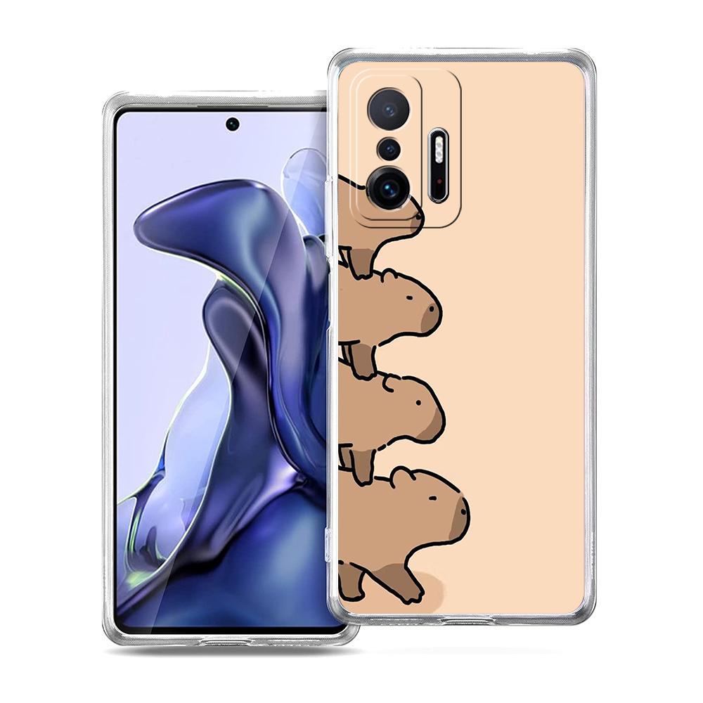 Cartoon Capybara Phone Case for Xiaomi Mi Poco F3 X3 X4 GT NFC M3 M4 11 Ultra 12 11X 11i Pro Lite 5G Soft Transparent Cover Bags