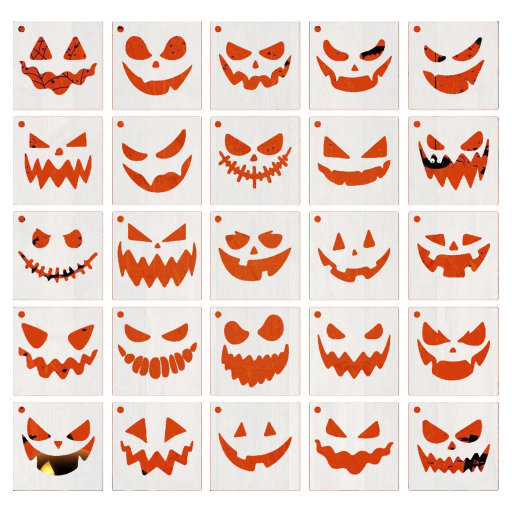 25Pcs Halloween Stencils for Crafts 3 Inch Drawing Template Drawing Craft Stencils for Painting On Wood Wall Pumpkin Home Decor