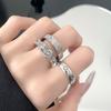 Saturn Voller Diamanten Zirkon Persönlichkeit Retro High-End Doppellagige Gürtelschnalle Ring Damen Leichter Luxus Nischendesign Offener Ring
