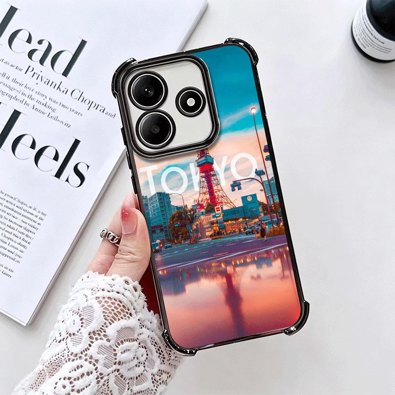 Osaka Tokyo Japan Scenery Plating Phone Case For Xiaomi Redmi Note 14 15 Pro Plus 13 12 11 11S 11T 10 9S 9 5G Anti-Fall Airabag