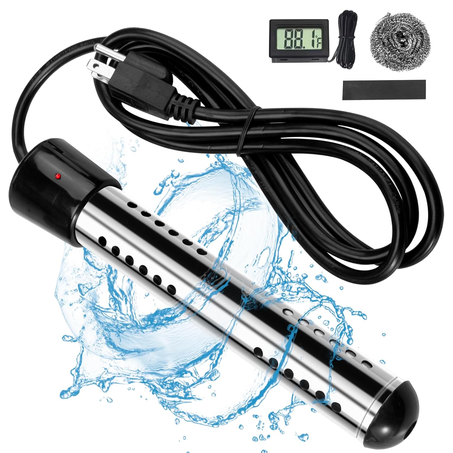2000W Portable Bathtub Immersion Water Heater Kit -Swimming Pool Heaters with Digital Pool Thermometer Water Heater Replacement Parts, for Inflatable