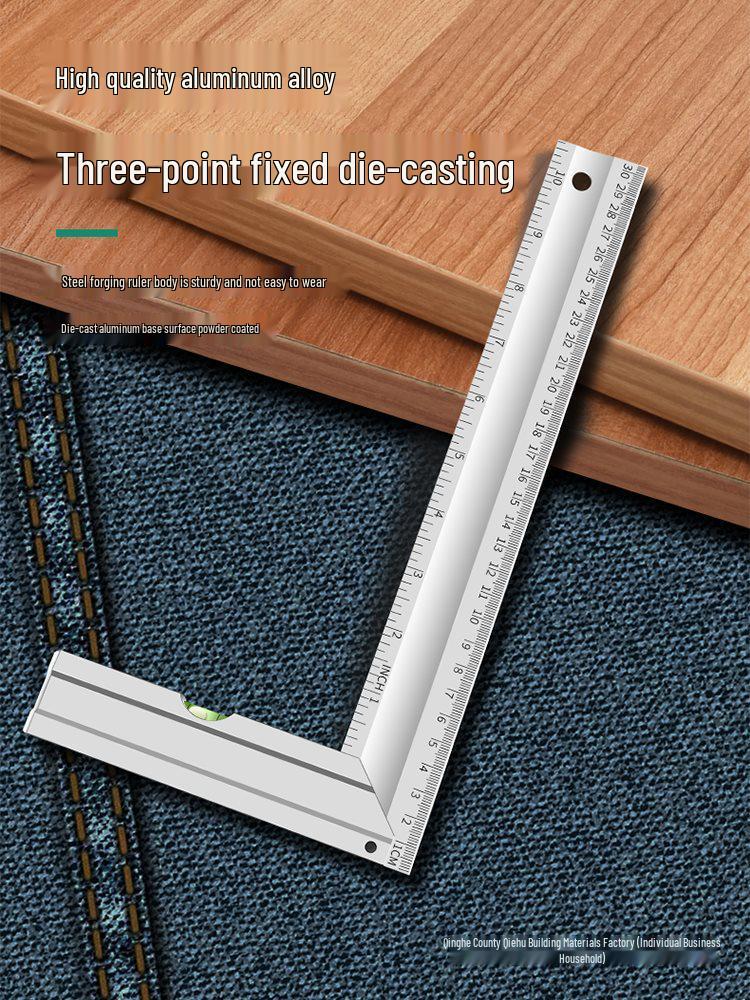 90° Aluminum Profile Corner Ruler, Multifunctional Woodworking Triangle & Steel Ruler