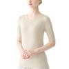 Gunze Fire Acedron Short Sleeve Medium Fleece Prevents Sweat Chills In Soft Beige Women's Innerwear, Thickness, Lining, Winter, Moisture-Wicking,