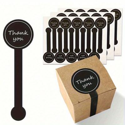 50pcs of Gourmet Food Baking Sealing Labels, Black Long Cake Stickers, Self-Adhesive Artisan Artisan  Labels, Tamper-Proof Sealing Stickers,