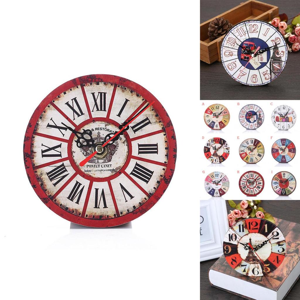 ساعة حائط خشبية مستديرة أنيقة بتصميم كلاسيكي للفواكه والنبيذ والخبز للمنزل والمكتب والبار