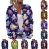 Damen Halloween Print Langarm Strickjacke Knopfleiste Jacke