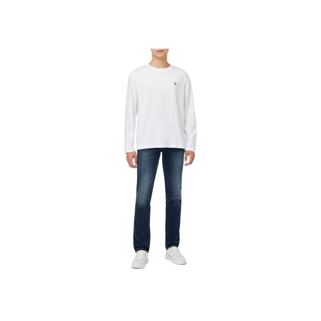 Calvin Klein Jeans Letter Comfortable Casual Loose Fit Round Neck Long Sleeve T-Shirt 2-Pack Unisex Tops Bright-White J400464-YAF