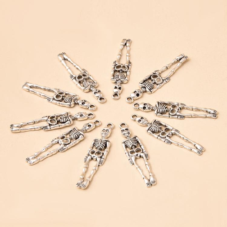 10x Silver Skeleton Halloween Jewelry Making Accessory for DIY Necklace Bracelet